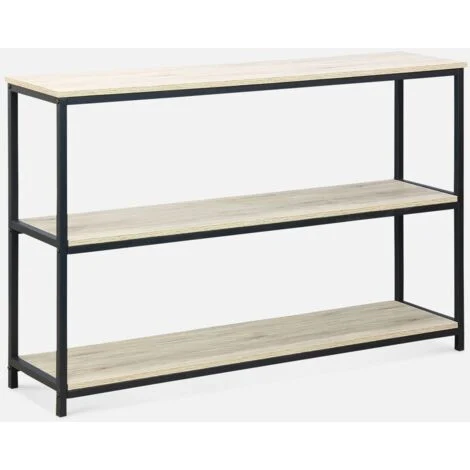 Libreria industriale in metallo e effetto legno, 3 livelli, 120cm