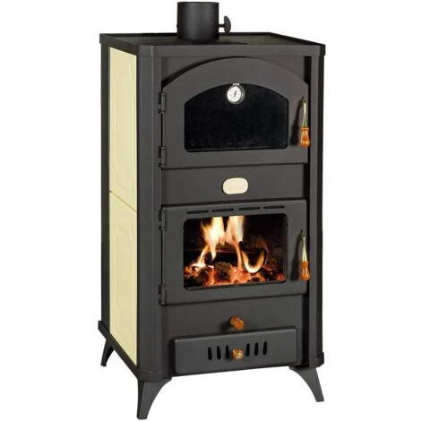 Termostufa a legna con forno Prity FG W18 R – 23,4 kW, Nero Grafite, Caldaia Integrata da 15 L, Classe A