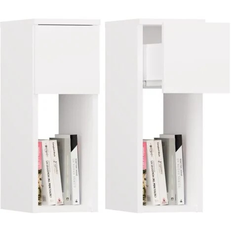 GALAX - Comodino bianco moderno con cassetto e ripiano 20x30x55 cm