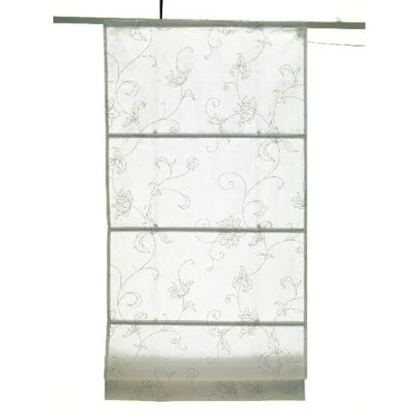 CONCEPT DECOR - TENDA A PACCHETTO CON BINARIO INCLUSO BIANCA CON FIORE GRIGIO 60X175