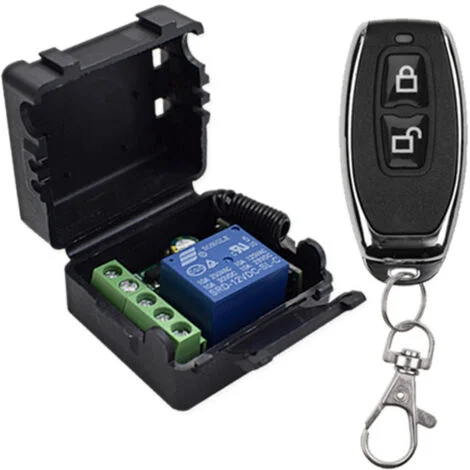 Interruttore di controllo remoto universale wireless 433 MHz DC 12 V 1 canale RF modulo ricevitore relè trasmettitore a levetta momentaneo per LED, pompa, auto (2 trasmettitori a pulsante + 1 ricevito