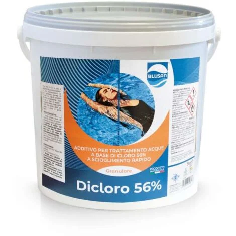 Blusan Dicloro Granulare 56% - Cloro per Piscina 1 kg - Azione Igienizzante