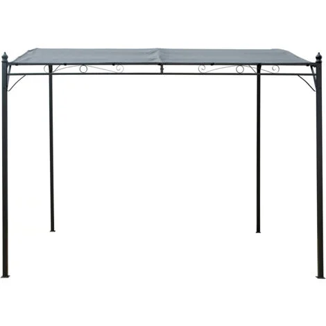 Pergola inclinata in metallo addossato - 3 x 2,5 m - Grigio