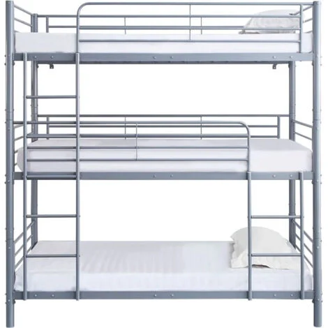 Letto a castello triplo in metallo "HAVIN" - 90 x 190 cm - Grigio