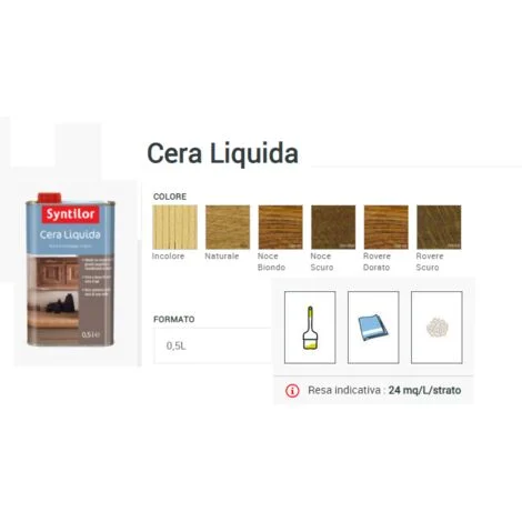 SYNTILOR - CERA LIQUIDA INCERANTE ALLA CERA D'API 0,5 LT ROVERE DORATO