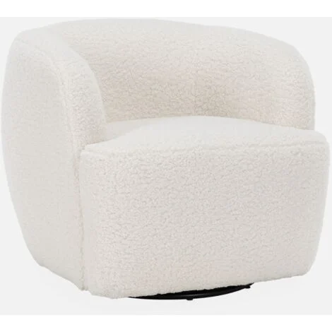 Poltrona girevole 360º in metallo e bouclé