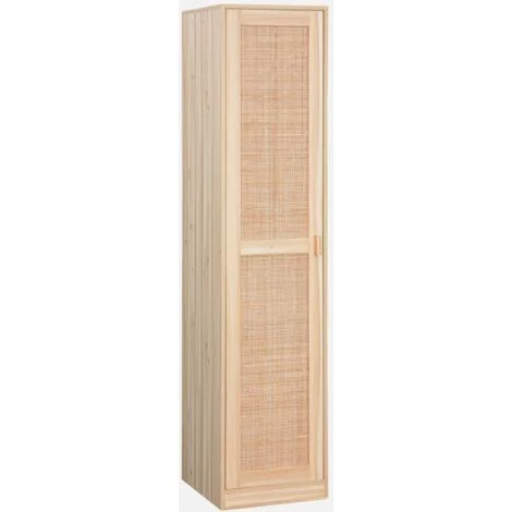 Armadio spogliatoio in legno e canna, 1 anta, 5 ripiani