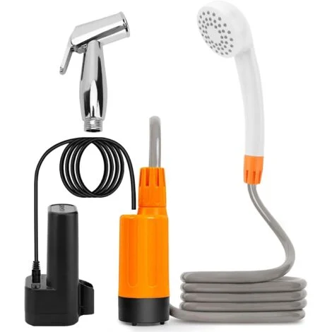 Doccia portatile da campeggio Zoternen, doccia esterna migliorata con batteria ricaricabile da 2200 mAh e pompa, doccia da 1,8 m per spiaggia, escursionismo, autolavaggio, arancione
