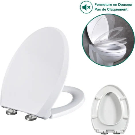 Coperchio del WC - Ultrixe Sedile WC con Chiusura Ammortizzata - Copriwater V-Form Bianco, Sgancio Rapido, Sedile WC removibile, 45 x 36 cm