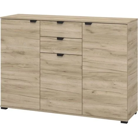 credenza "pamplona" 3 ante e 2 cassetti, 135x40x95 cm
