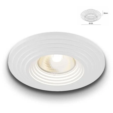 STOCK Portafaretto In Gesso Ceramico spirale ad incasso Diametro 12035W GU10 IP20