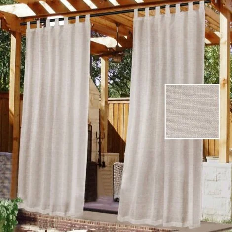 Tenda da esterno, tenda da patio, linguetta adesiva staccabile per una facile installazione e antiscivolo, impermeabile per esterni (132x213 cm - 2 pezzi, naturale)