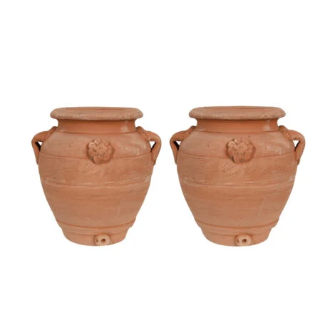 Set 2 Vaso in terracotta per piante Vaso tondo da esterno interno Orcio vinsanto Vasetti per fiori Giara con manici Vaso rotondo