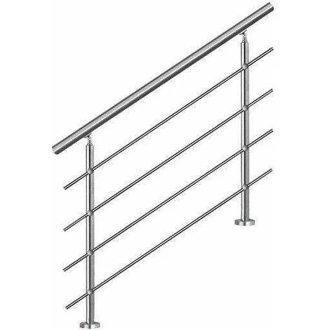 Bc-elec - AHM1004 Corrimano per scale 100 cm, balcone, balaustra, ringhiera in acciaio inox con 4 traverse, installazione piana o inclinata