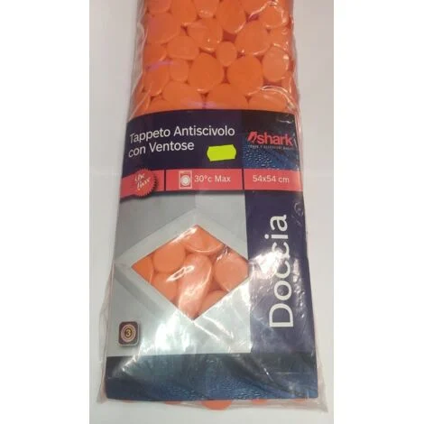 SHARK - TAPPETINO ANTISCIVOLO PER DOCCIAMR.PEEBLE 54x54CM - COLORE ARANCIONE