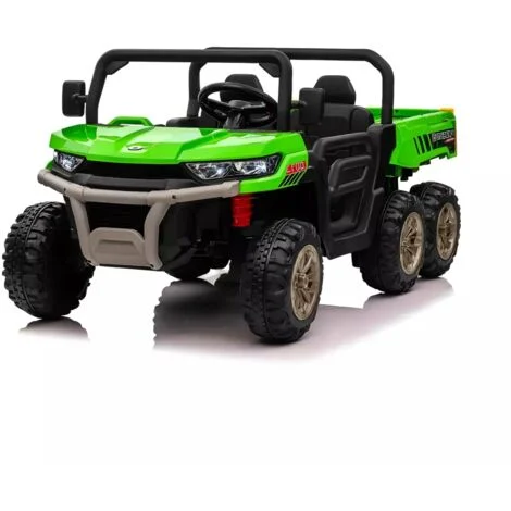 Jeep Elettrica per Bambini 24V Verde 2 Posti Telecomando e Luci LED