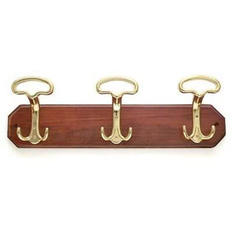 Appendiabiti a muro lady legno noce acciaio oro posti 3 cm 50