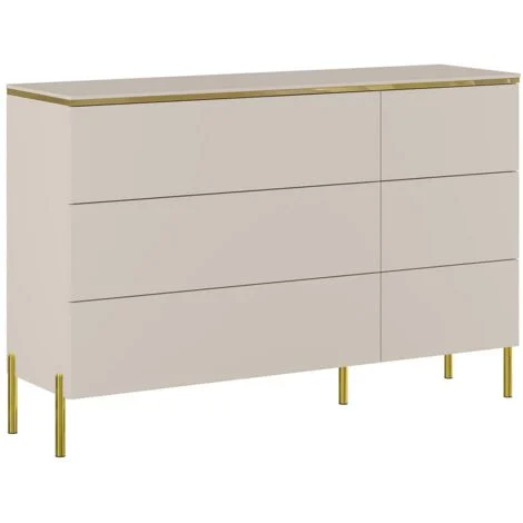 Comò 6 cassetti Beige e Dorato - VUKIA di PASCAL MORABITO