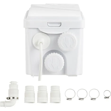 Mophorn Pompa maceratrice 350W 6000 L/h di portata 23 ft/7 m di prevalenza Pompa di sentina per fognatura 3 ingressi acqua per seminterrato Cucina Lavello Doccia Vasca da bagno Lavanderia Smaltimento