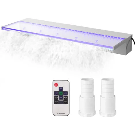 Mophorn Fontana a cascata per piscina 36,2x3,2x8,1 pollici, 17 colori LED, telecomando, cascata acrilica per laghetto da giardino, piscina