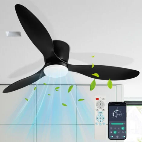 SWANEW Ventilatore da Soffitto LED Dimmerabile 132 cm con Telecomando per Luci da Camera e Soggiorno