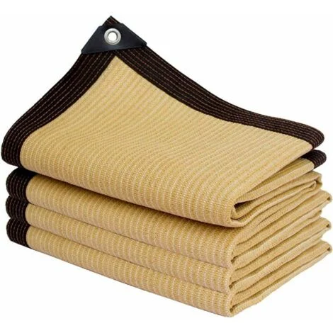 LaBlanc - Rete ombreggiante rettangolare, 3x7m beige, con fori, Telo ombreggiante leggero e resistente ai raggi UV, per tende da sole/piscine/garage