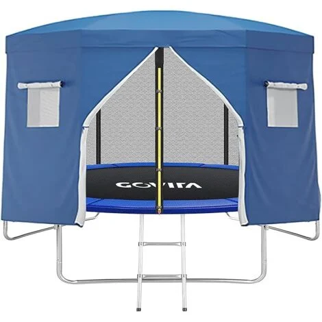 GOVITA - Tenda Telo Protettivo Copertura per Trampolino Elastico 250 cmTenda di Protezione dalle Intemperie per Tappeti ElasticiTelone Antipioggia, Resistente ai Raggi UV, Parasole