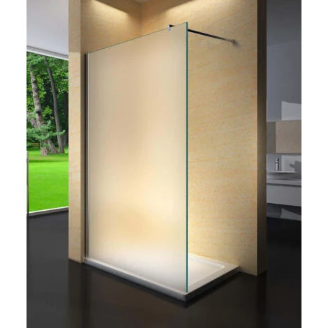 WITIT PARETE PORTA FISSA WALK IN BOX DOCCIA IN VETRO OPACO SATINATO 8MM REVERSIBILE ALTEZZA 190 CM BRACCIO FISSO 90CM TAGLIABILE MISURA 70x190 cm