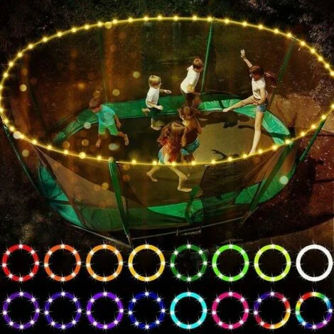 Luci a LED per trampolino, telecomando, 16 colori cangianti, impermeabili, super luminose per giochi notturni all'aperto, regalo ideale per bambini, 12 m