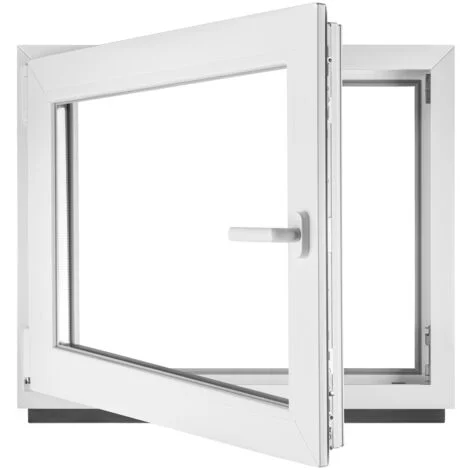 BauPlaza - Finestra Serramenti in pvc bianco - vetro camera Larghezza x Altezza 80 x 60 cm apertura sinistra 800 x 600 mm funzione girevole