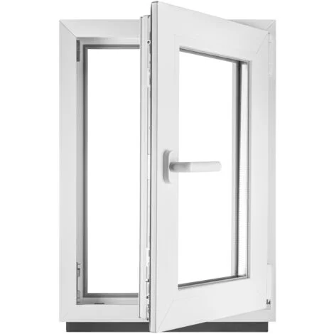 BauPlaza - Finestra Serramenti in pvc bianco - vetro camera Larghezza x Altezza 50 x 100 cm apertura destra 500 x 1000 mm funzione girevole