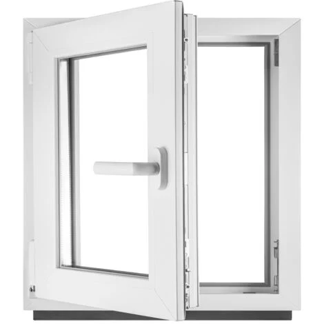 BauPlaza - Finestra Serramenti in pvc bianco - vetro camera Larghezza x Altezza 50 x 50 cm apertura sinistra 500 x 500 mm funzione girevole