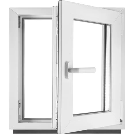 BauPlaza - Finestra Serramenti in pvc bianco - vetro camera Larghezza x Altezza 50 x 50 cm apertura destra 500 x 500 mm funzione girevole