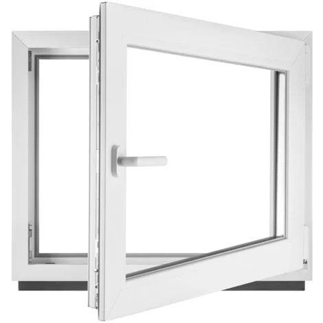BauPlaza - Finestra Serramenti in pvc bianco - vetro camera Larghezza x Altezza 70 x 50 cm apertura destra 700 x 500 mm funzione girevole