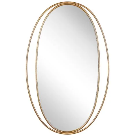Specchio da parete di forma ovale in color oro 90x55 Besson