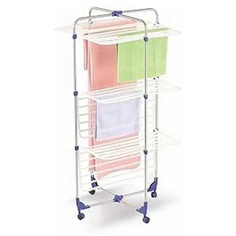 STENDIBIANCHERIA A TORRE NEW YORK STRUTURA ACCIAIO INOX 3 PIANI 65X65X135 CM