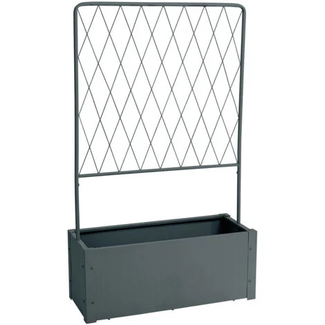 Fioriera Bifacciale con Grigliato per Rampicanti 75x30x126 cm in Metallo Verdemax Antracite