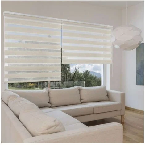 STOR PLANET - DUOLUX - TENDA A RULLO SEMIFILTRANTE CON FRANGE TRASPARENTI COLORE LINO - 100X180CM