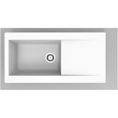 Lavello da incasso in resina STRADOUR Lierra 1000 bianco 1 vasca 100 x 50 cm scarico incluso