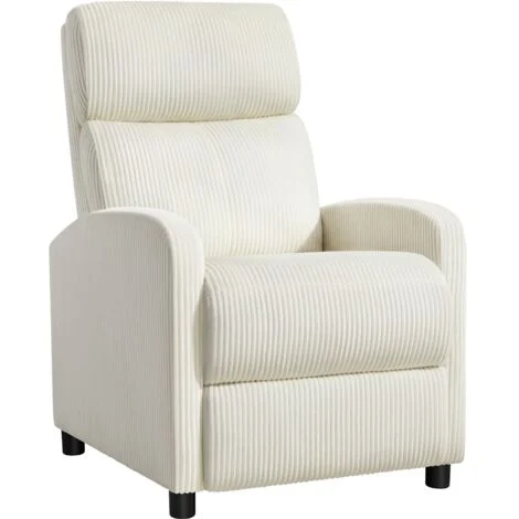Yaheetech Poltrona Relax Reclinabile Regolabile Divano Monoposto con Poggiapiedi da Soggiorno Camera da Letto 61,5 cm × 87 cm × 99 cm Beige/Velluto a Coste