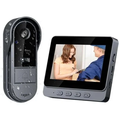 Campanello senza fili esterno impermeabile 1080p campanello wireless con telecamera con schermo ips 4.3 videocitofono wireless ip65 impermeabile telecamera hd 170° citofono visione notturna a infraros