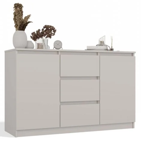 CAZAR - Cassettiera 2 ante + 3 cassetti - Dimensioni: 75x120x40 - Mobile contenitore - Cashmere