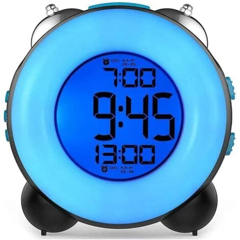 Potente sveglia per chi dorme profondamente con sveglia opzionale, doppia impostazione della sveglia e funzione snooze (blu), 1 confezione