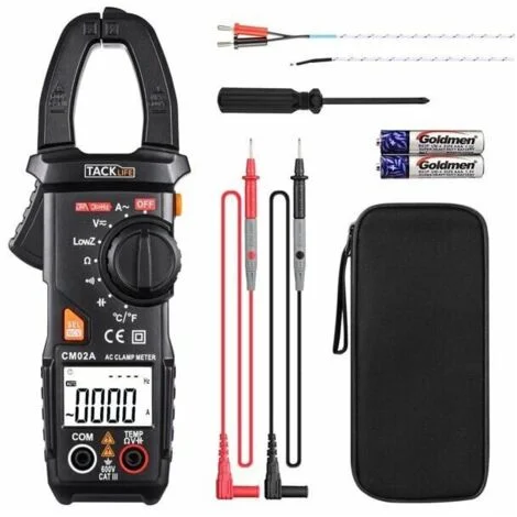 BF TACKLIFE Pinza amperometrica, Amperometro 6000 Conti, Multimetro Digitale Professionale con Test della Gamma Automatica NCV Corrente-CM02A MNS