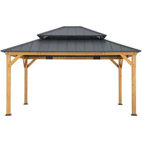 Gazebo in legno cedro TRIVOR - 390cm x 450cm, antracite