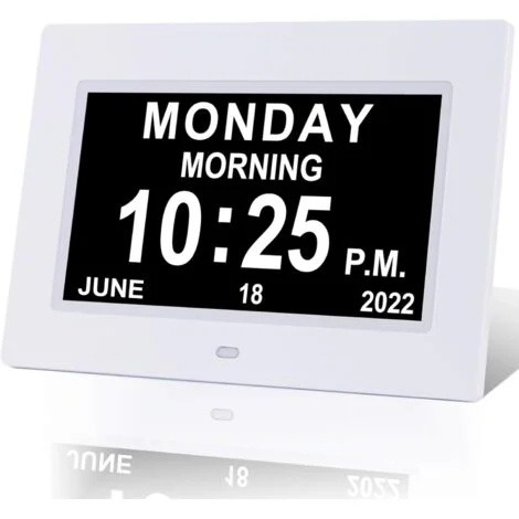 Orologio digitale con calendario giornaliero, orologi per demenza extra large con data e ora per anziani con perdita di memoria, problemi di vista, Alzheimer, con 12 promemoria di allarme, oscuramento