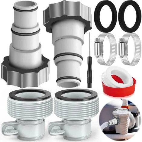 Adattatore per tubo flessibile per piscina 32-38 mm, adattatore di ricambio 4 pezzi, accessorio per pompa, connettore per pompa Intex Ø 32-38 mm