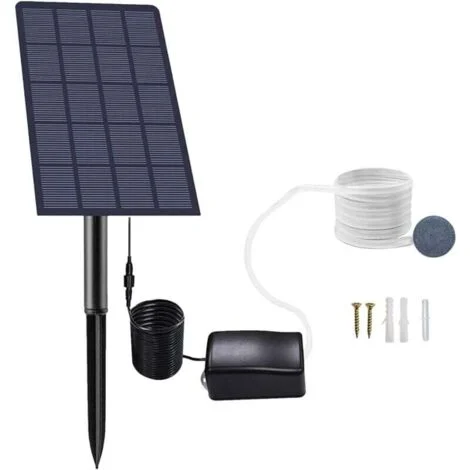 Aeratore solare per laghetti KZQ 2,5 W, aeratore per laghetti, pompa solare per laghetti, pompa solare per ossigeno con attacco rapido e pietra porosa, aeratore per laghetti da giardino e da pesca