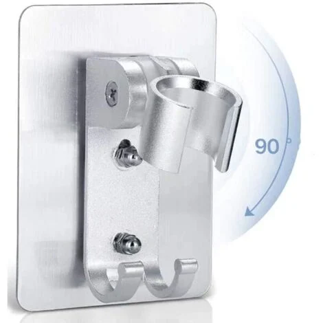 Supporto per soffione doccia KZQ con adesivo forte, supporto per asta doccia regolabile, supporto da parete per soffione doccia portatile con 2 ganci di sospensione e supporto per spruzzatore