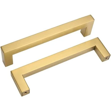 KZQ Set di 5 maniglie per mobili dorate, maniglia dorata, maniglia per mobili da cucina dorata - maniglia per mobili dorata, maniglia dorata, ottone spazzolato, distanza dal centro della maniglia 128